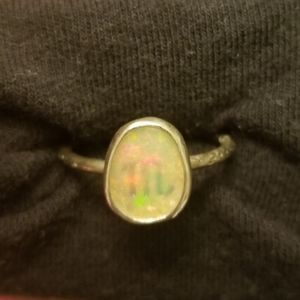 Sterling Silver Scorpio Zodiac Symbol Opal Ring